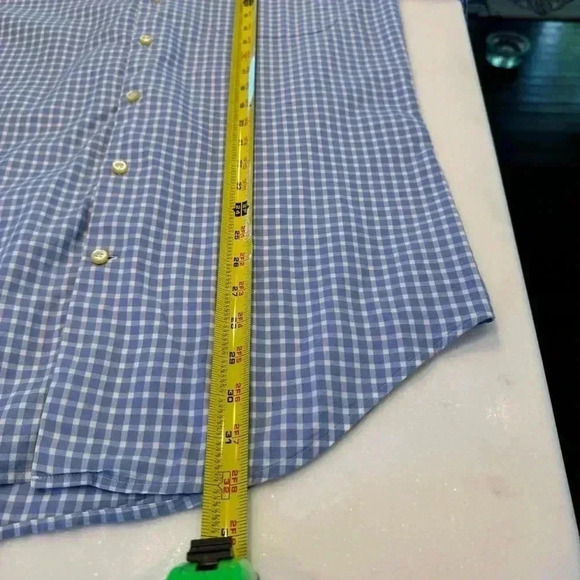 Peter Millar Shirt Mens Small Blue White Gingham Plaid Long Sleeve Button Down - Picture 6 of 8